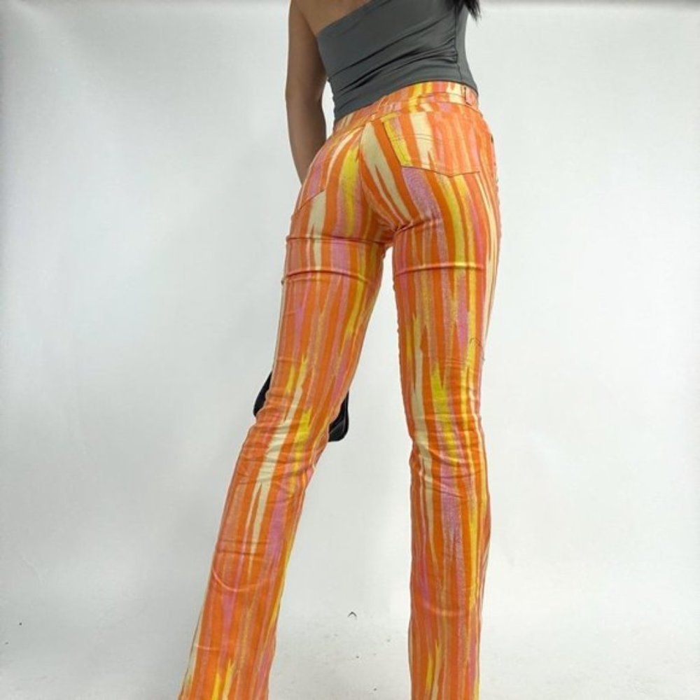Ultra chic 90s label high waisted print denim pants - Picture 4 of 6